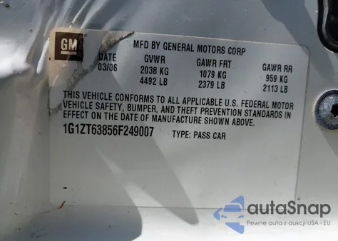 2006 Chevrolet Malibu Maxx Lt из США, поврежденный, VIN 1G1ZT63856F249007